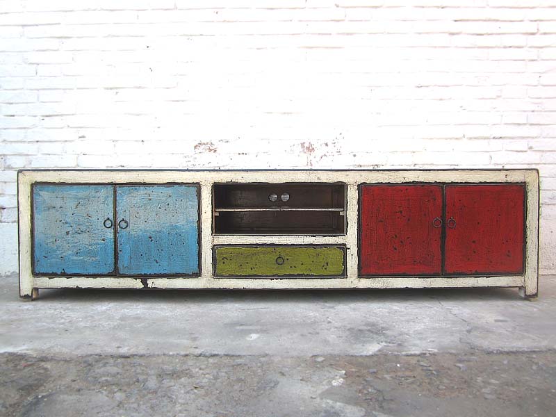 Asien großes buntes Lowboard TV Kommode shabby chic special