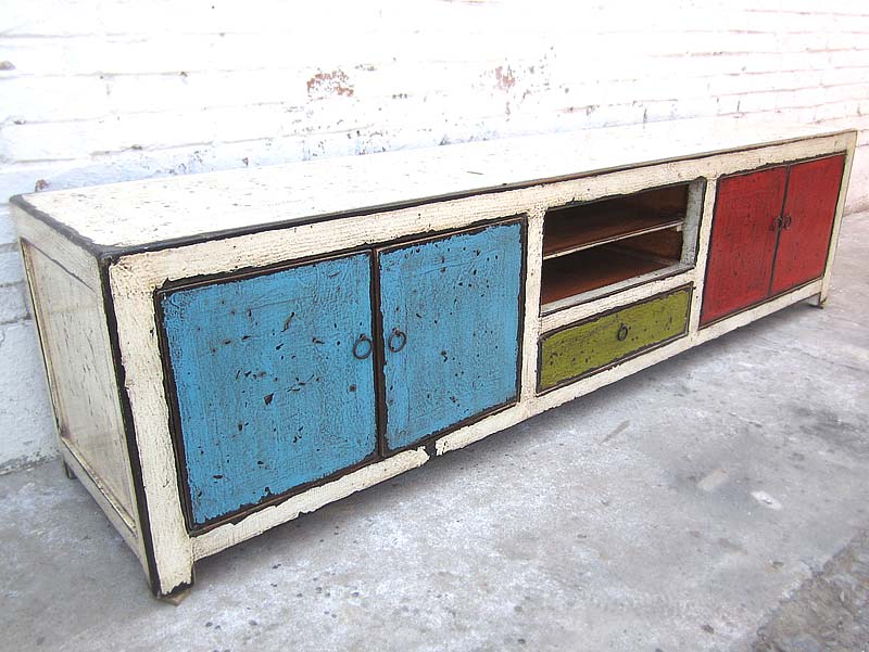 Asien großes buntes Lowboard TV Kommode shabby chic special