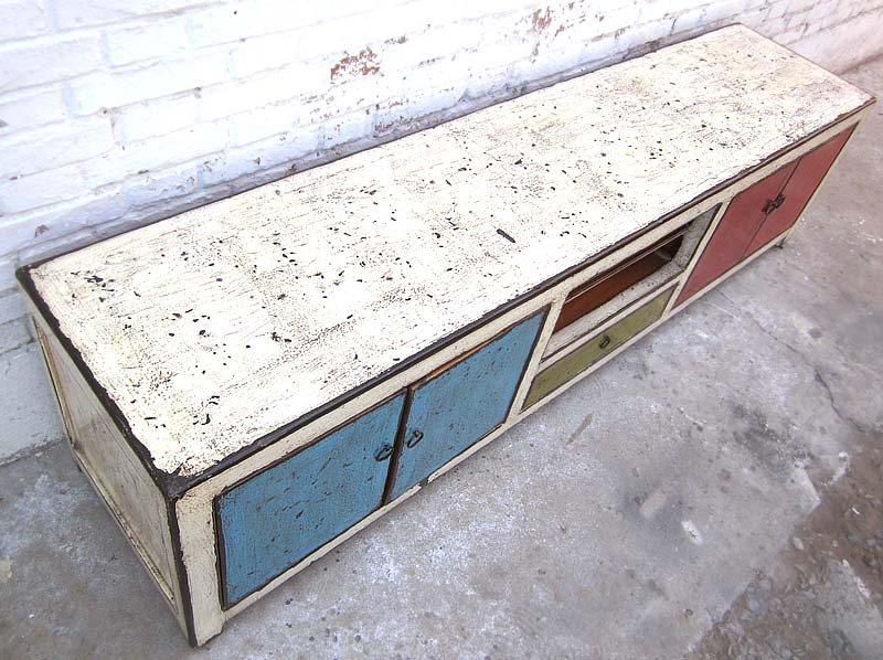 Asien großes buntes Lowboard TV Kommode shabby chic special