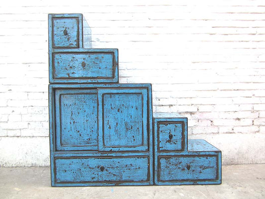 China kleine Stufen Kommode Schubladen azurblau shabby chic