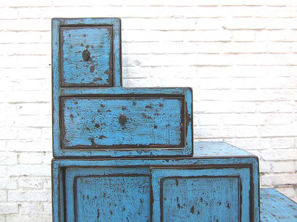 China kleine Stufen Kommode Schubladen azurblau shabby chic