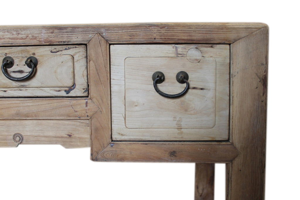 China um 1880 typischer Schreibtisch 4 Schubladen Ulme naturfarben