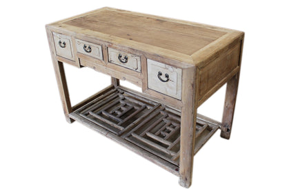 China um 1880 typischer Schreibtisch 4 Schubladen Ulme naturfarben