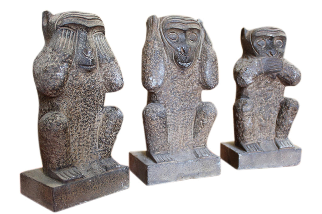 China die 3 drei Affen Granitskulpturen Bildhauerei 70-80J