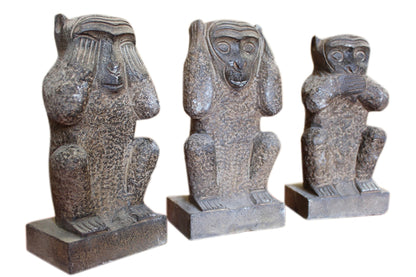 China die 3 drei Affen Granitskulpturen Bildhauerei 70-80J