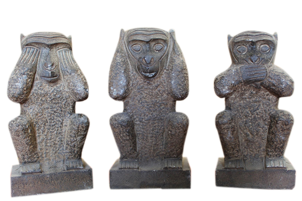 China die 3 drei Affen Granitskulpturen Bildhauerei 70-80J