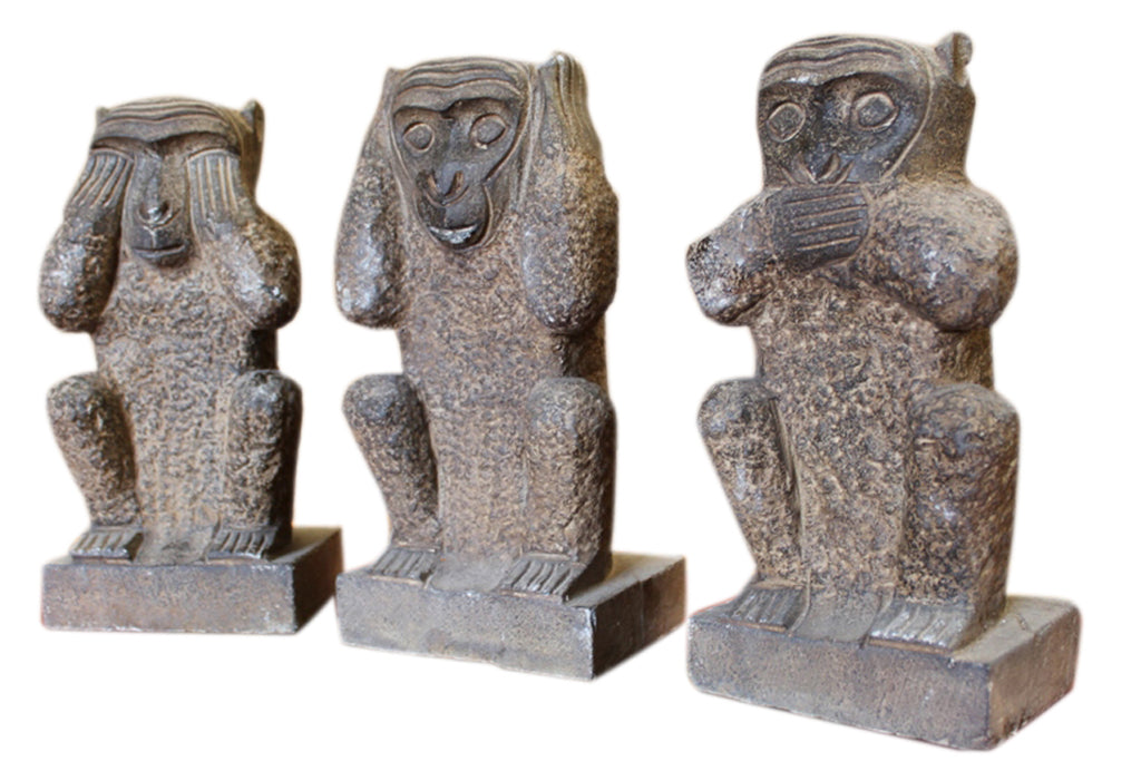 China die 3 drei Affen Granitskulpturen Bildhauerei 70-80J