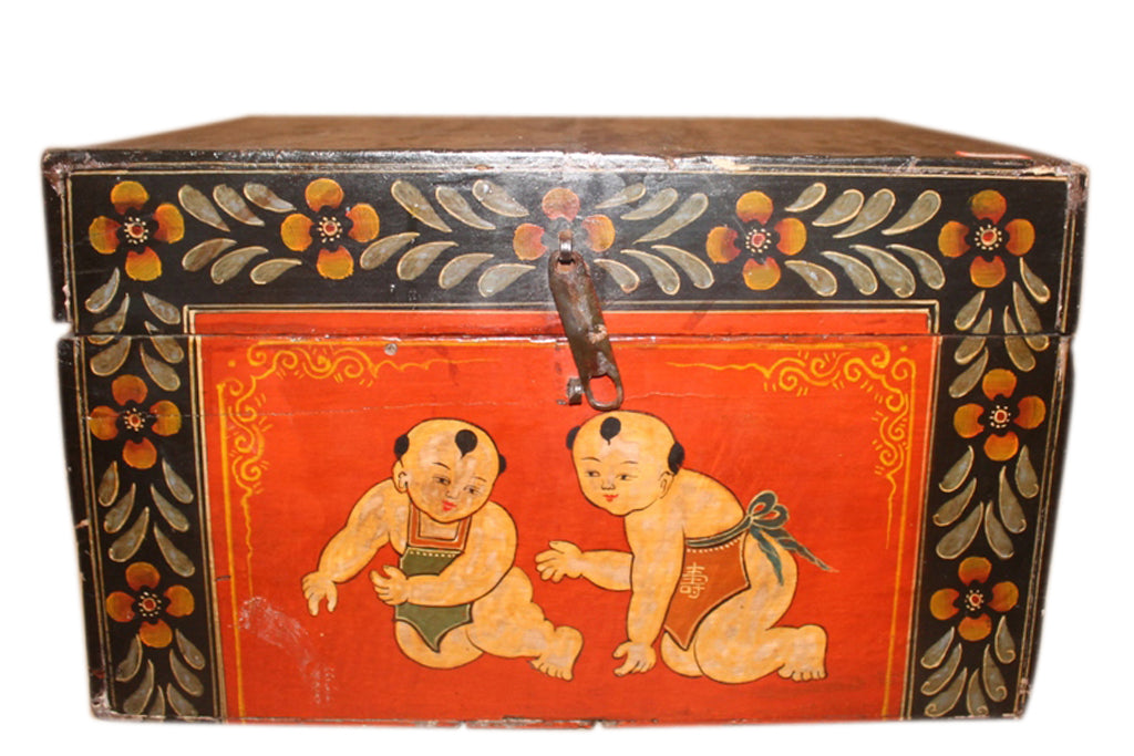 China 1940 zierliche Truhe Schmuck mit hübscher Bemalung