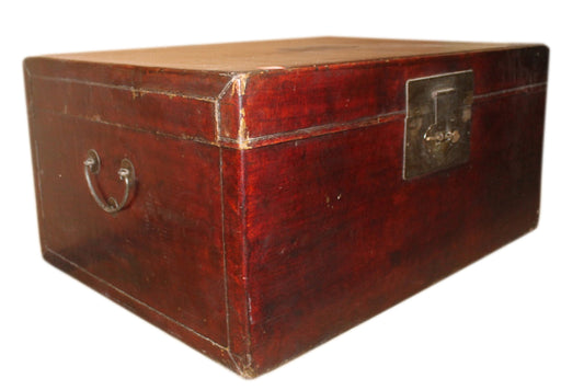 China um 1940 dunkelbraune Truhe Box in antiker Leder Optik