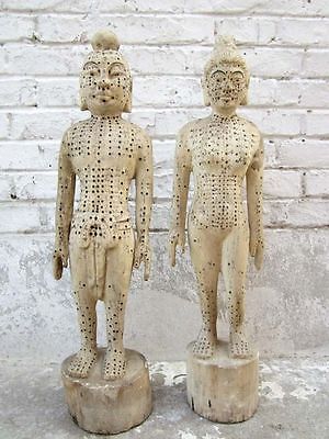 China zwei hölzerne Figuren Mann Frau zur Akupunktur Ausbildung Medizin SD-S-069A