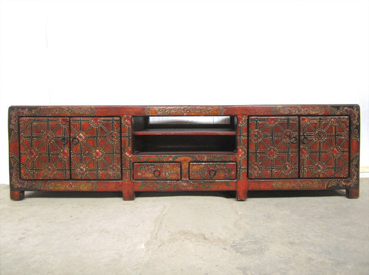 Tibet Lowboard bunte florale Motifbemalung Unikat