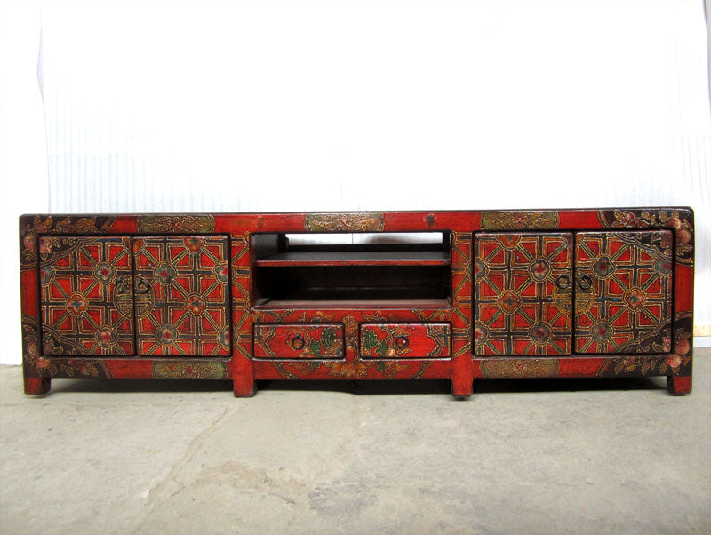Tibet Asia Lowboard bunte Motifbemalung Unikat