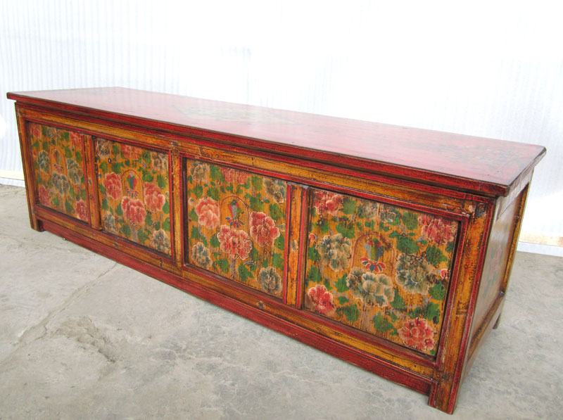 Tibet Lowboard Farbenfrohe Motifbemalung Unikat