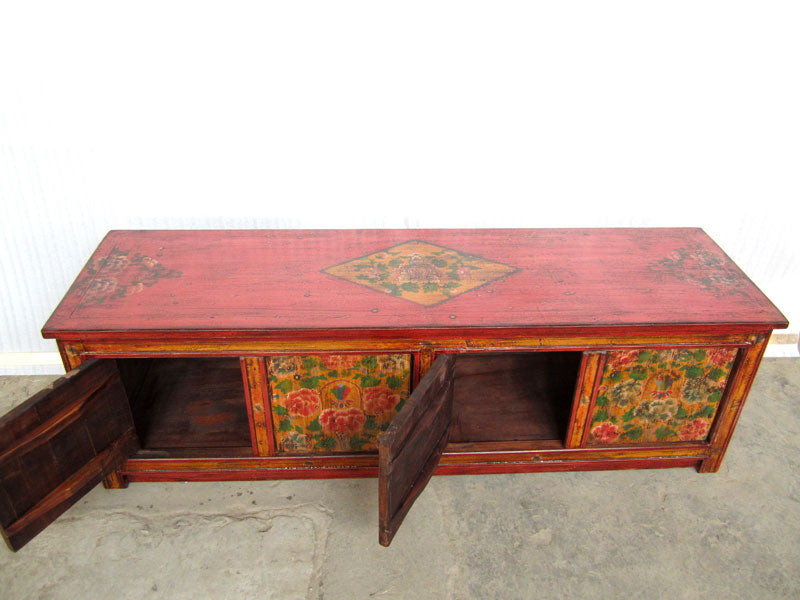 Tibet Lowboard Farbenfrohe Motifbemalung Unikat