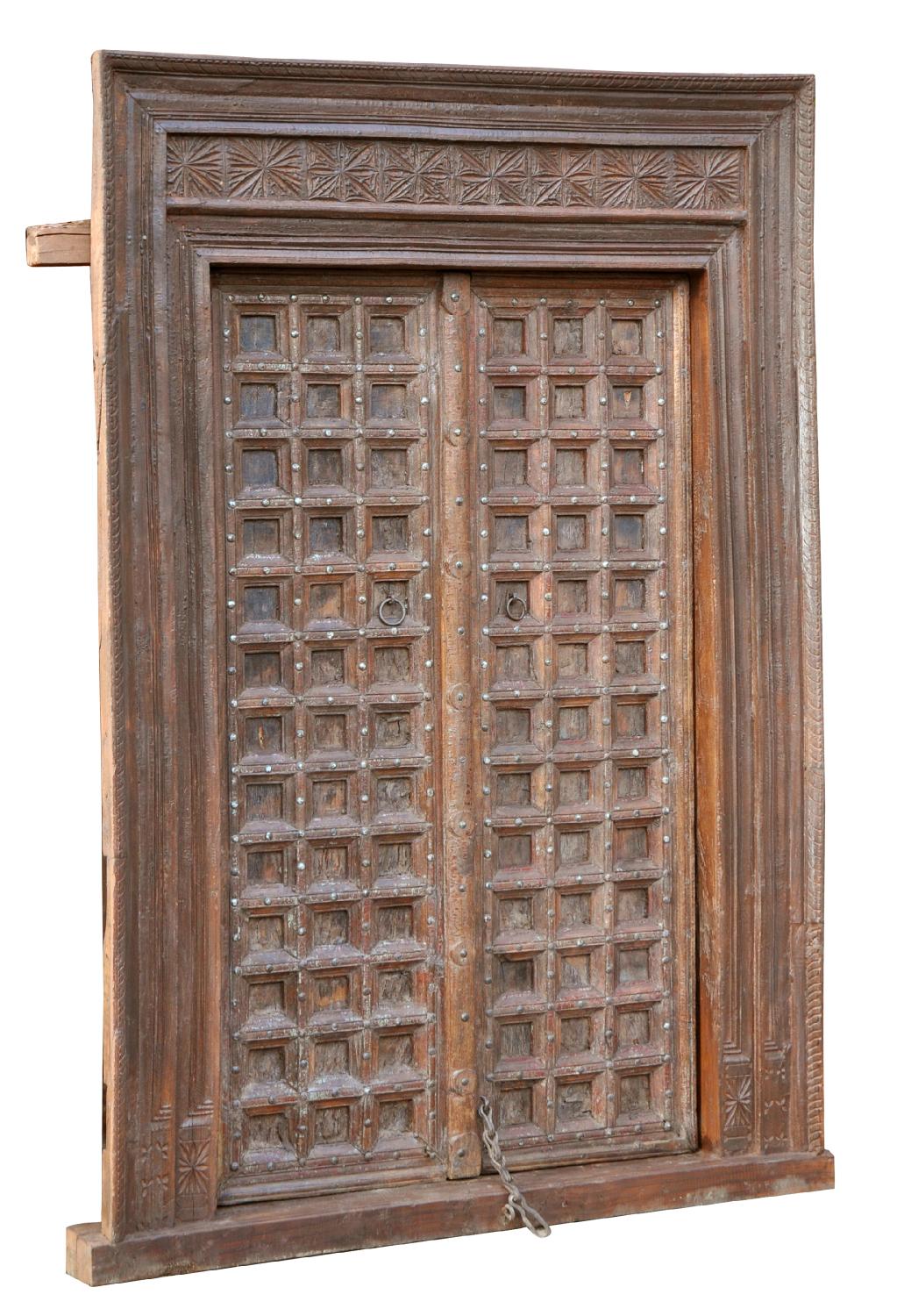 Indien 1910 breite Tür Tor massiver Rahmen zauberhaft gestaltet von Luxury Park