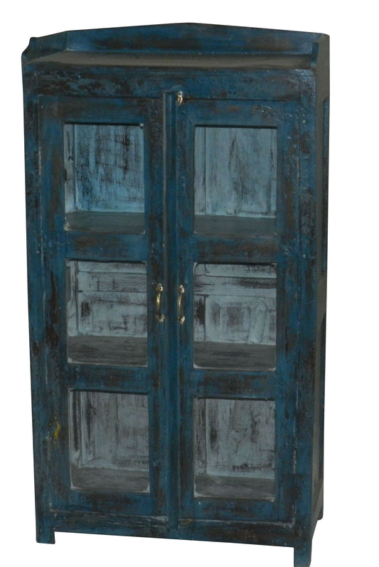 Indien Vitrine Heavy Blue antik Finish