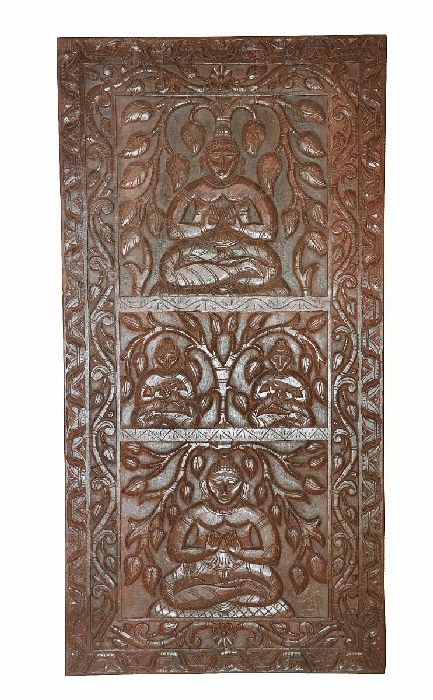 Luxury-Park Handgeschnitztes Deko Panel Türblatt aus Indien – Exotisches Kunstwerk