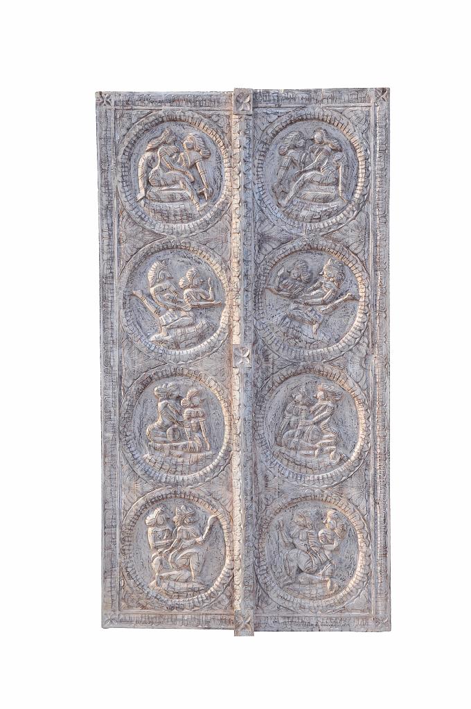 Luxury-Park Große KAMASUTRA Türverkleidung aus Naturholz – Handgeschnitzt in Rajasthan, Indien