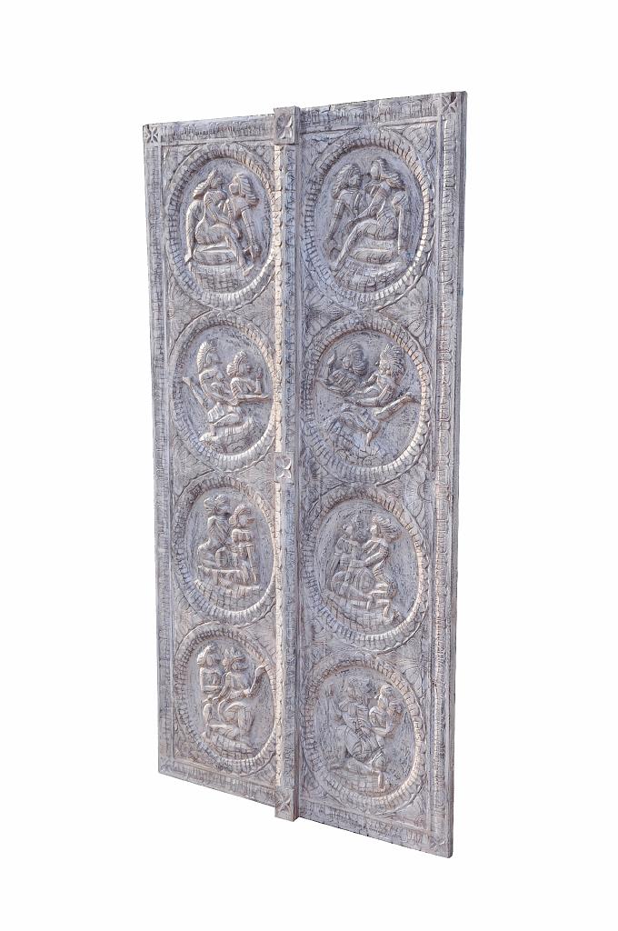 Luxury-Park Große KAMASUTRA Türverkleidung aus Naturholz – Handgeschnitzt in Rajasthan, Indien