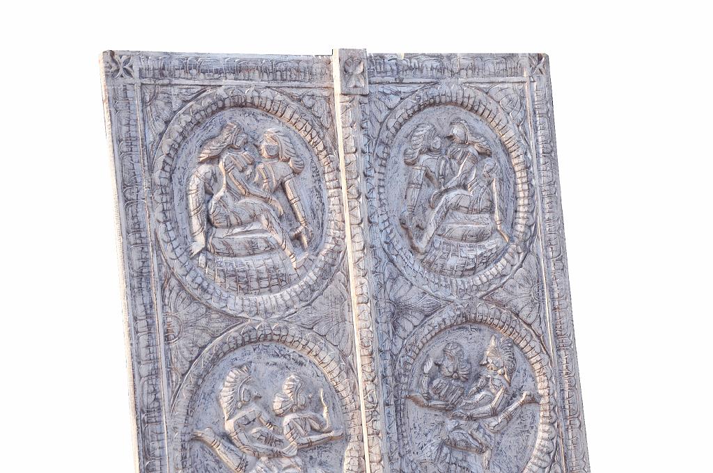 Luxury-Park Große KAMASUTRA Türverkleidung aus Naturholz – Handgeschnitzt in Rajasthan, Indien
