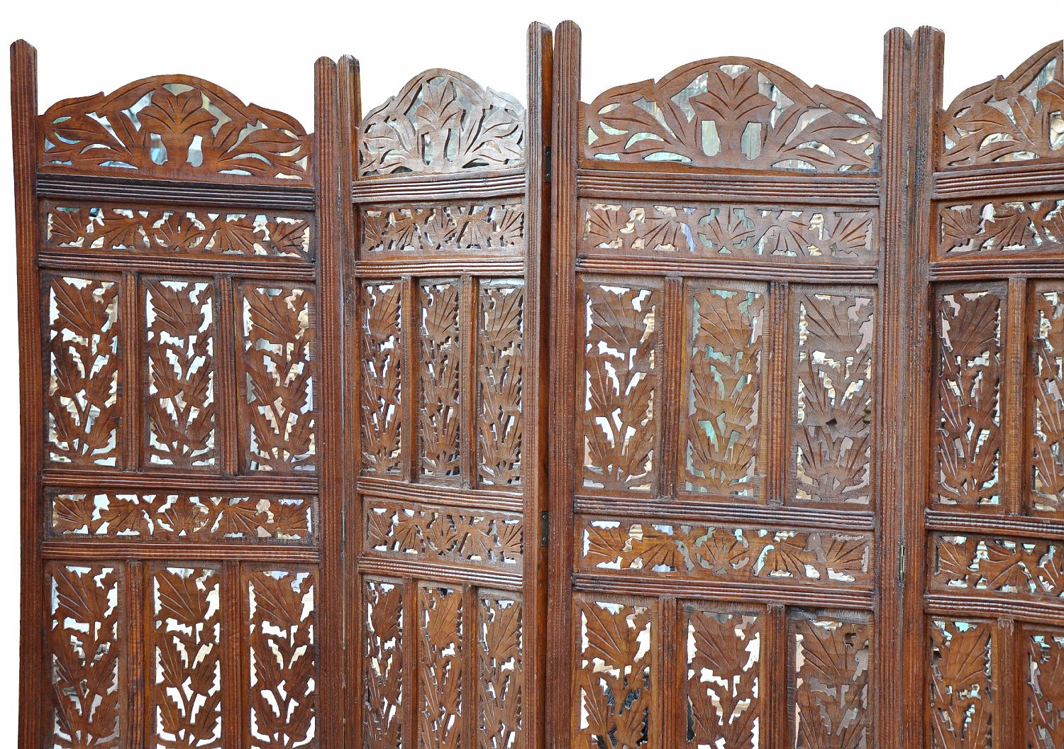 Indien Paravent großer Raumteiler dunkles Naturholz Klassiker