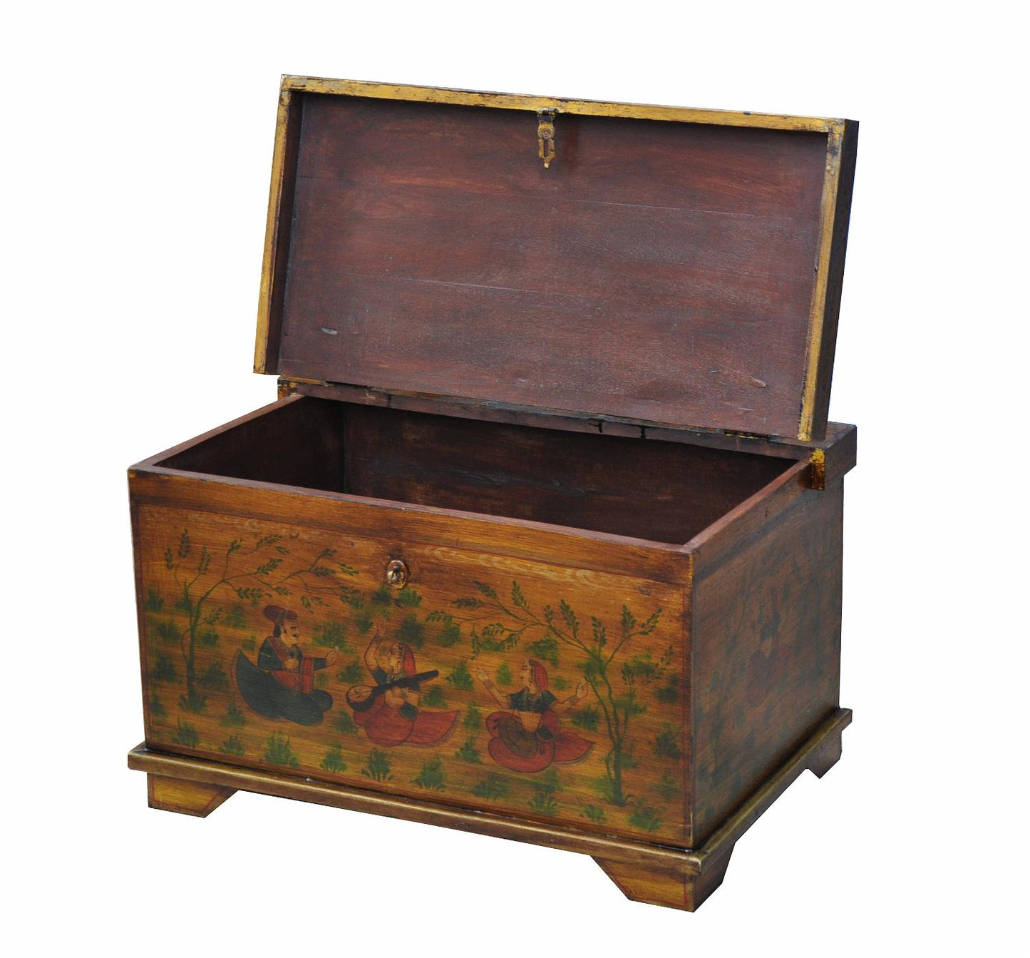 Indien kleine bemalte Truhe ideal auch als Podest, Notsitz und Blumenbank