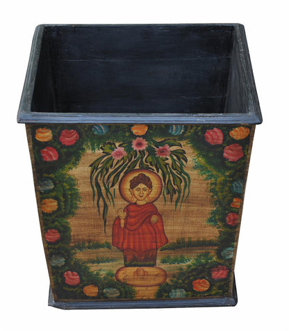 Indien bemalte Pflanzschale Blumenkübel Massivholz