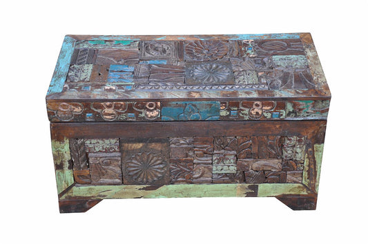 Indien kleine recycling Truhe Kassette Box traditionelle Bemalung Gujarat 