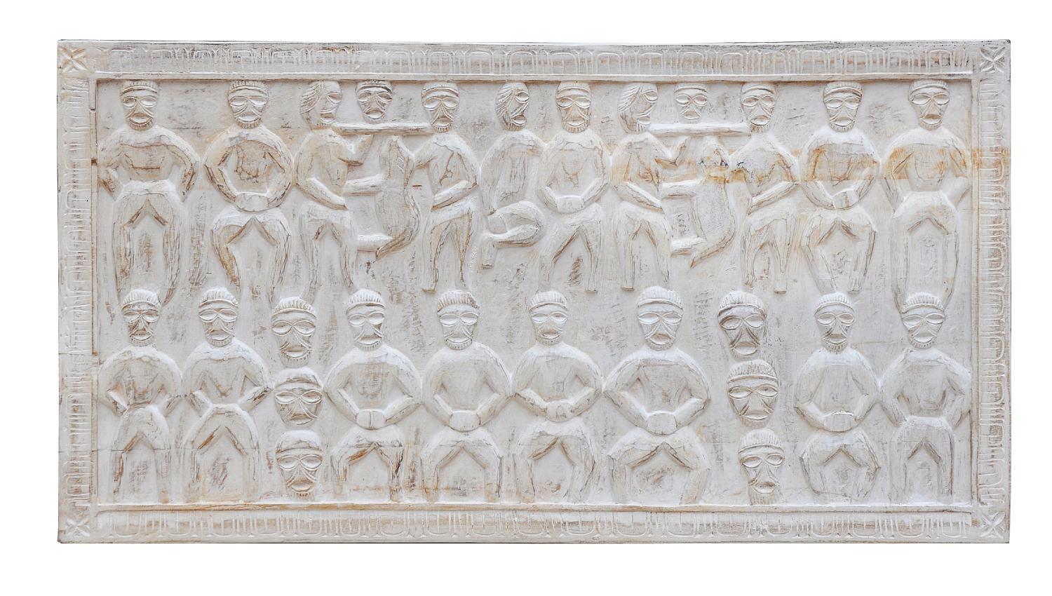 Indien großes Wandbild Dekor Holztafel Naturtöne Ethno Art bei Luxury Park