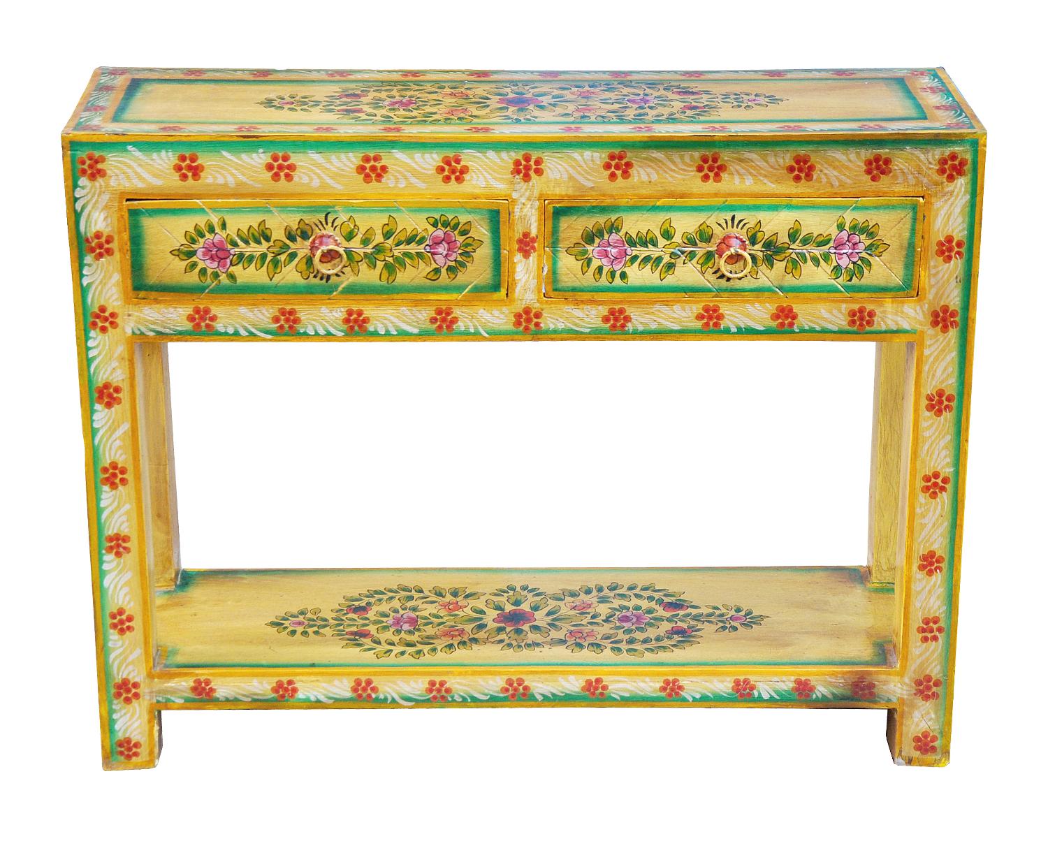 Indien grünlich bemalte kleine Anrichte Kommode rustikal von Luxury Park