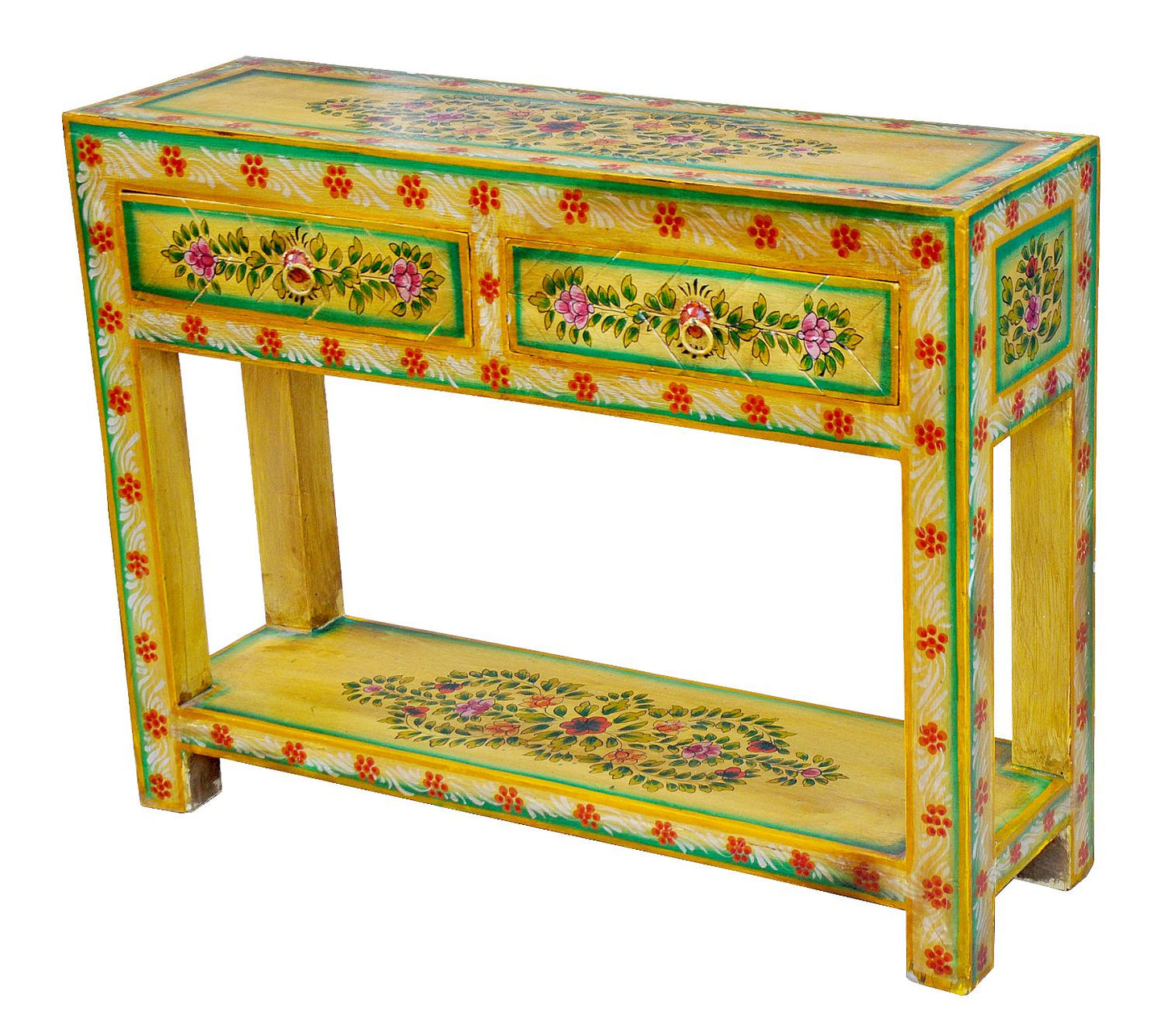 Indien grünlich bemalte kleine Anrichte Kommode rustikal von Luxury Park