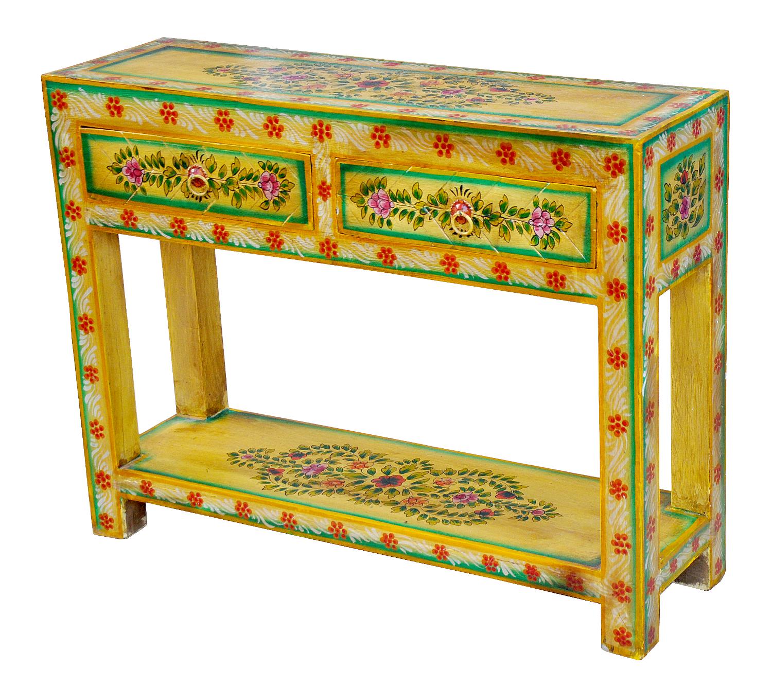 Indien grünlich bemalte kleine Anrichte Kommode rustikal von Luxury Park