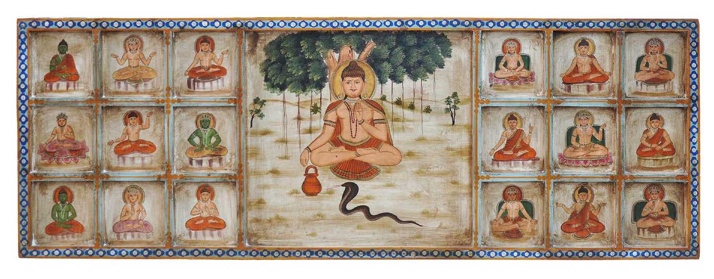 Indien Kopfteil Bett breites Wandbild mit traditionellen religiösen Motiven