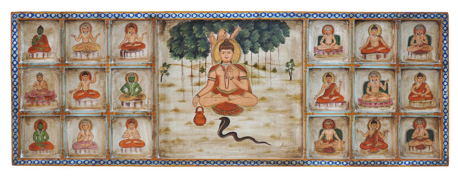 Indien Kopfteil Bett breites Wandbild mit traditionellen religiösen Motiven