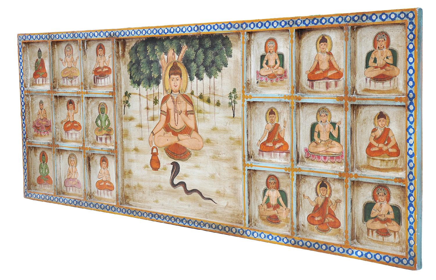 Indien Kopfteil Bett breites Wandbild mit traditionellen religiösen Motiven