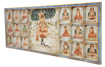 Indien Kopfteil Bett breites Wandbild mit traditionellen religiösen Motiven