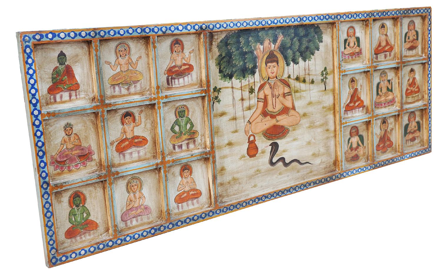 Indien Kopfteil Bett breites Wandbild mit traditionellen religiösen Motiven
