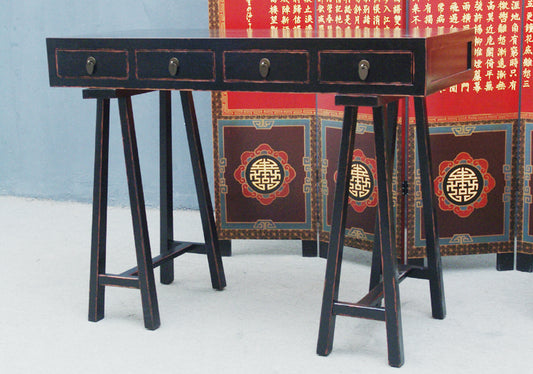 Luxury-Park Filigraner Schwarzer China Schreibtisch – Elegante Anrichte
