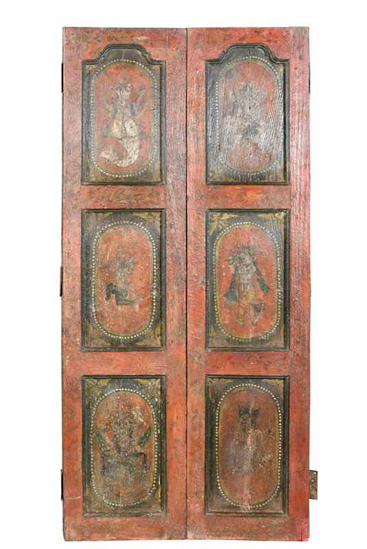 Indien kunstvoll bemalte Tür traditionelle Dekore Rajasthan ca 1930