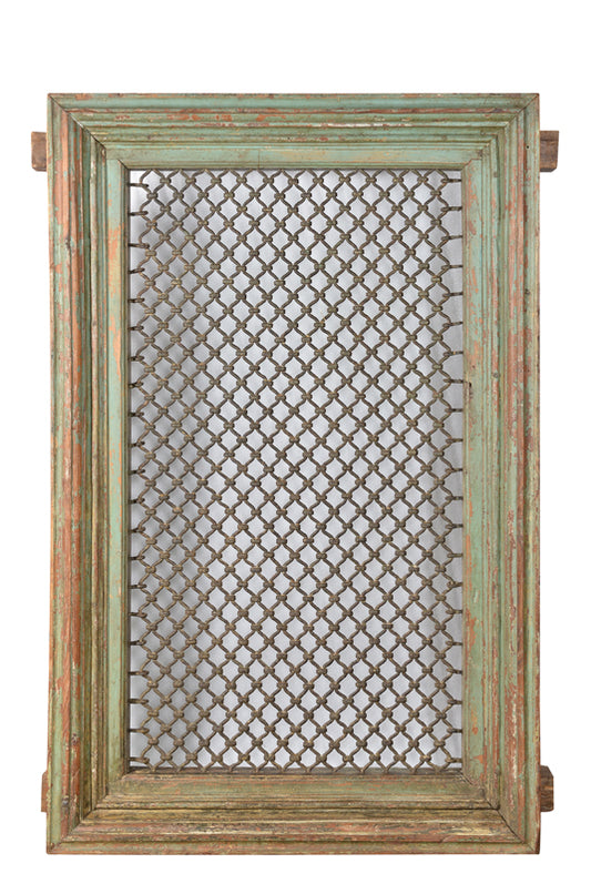 Old India 1935 mannshohes Fenster filigran vergittert Holzrahmen Rajasthan
