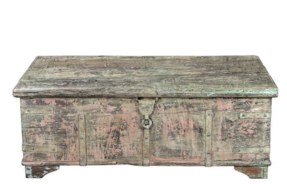 India 1960 große Truhe Box Kassette deutliche Gebrauchsspuren Rajasthan Antiquität