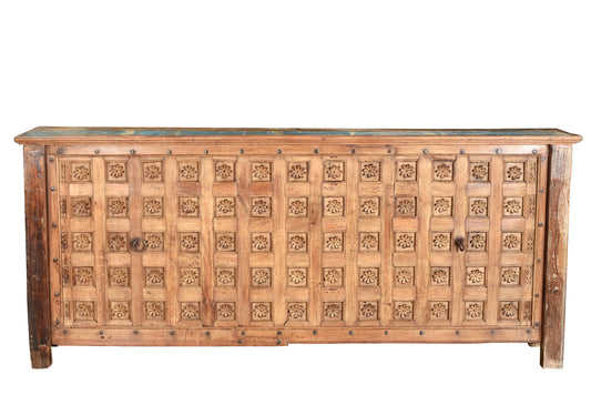 Indien extrem breite Konsole Sideboard Bar Theke aus beschnitztem Deckenpanel