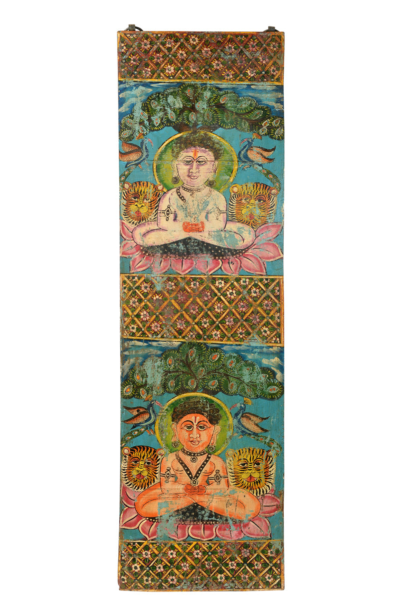 Indien mannshohes Wandbild farbenfrohe Buddha Motive Asia Deko