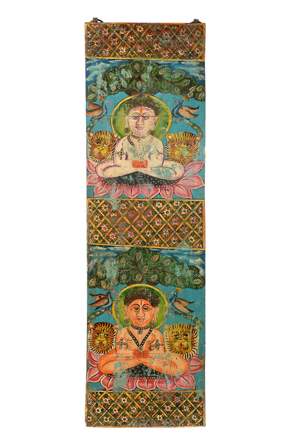 Indien mannshohes Wandbild farbenfrohe Buddha Motive Asia Deko