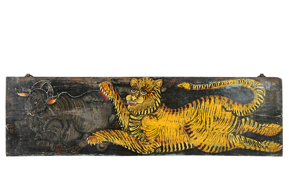 India breites Wandbild mit klassischem Tiger Motiv Asien Kunst Dekoration