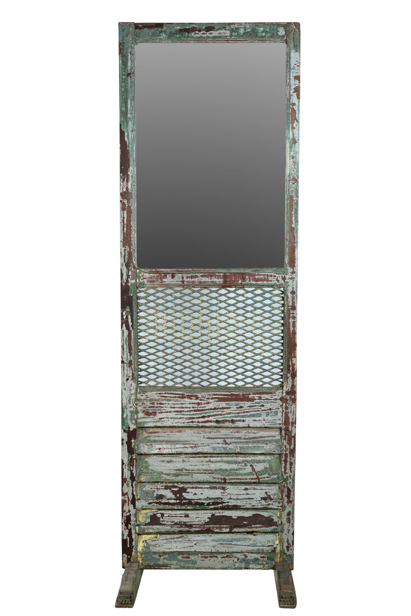 India hoher Spiegel Schminkspiegel aus Theater aus Holz und Metall heavy used optic