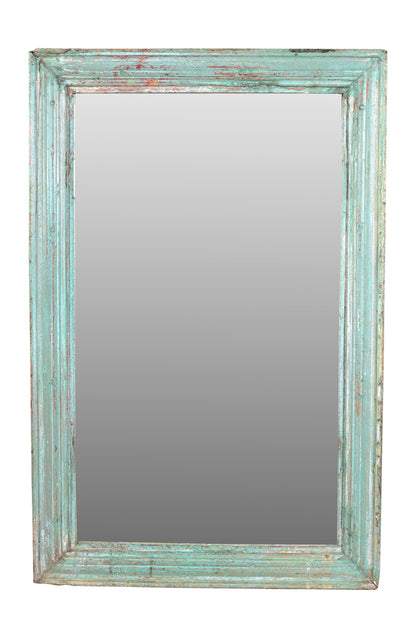 Indien großer schön proportionierter Spiegel türkisblauer Holzrahmen aus Goa Möbel