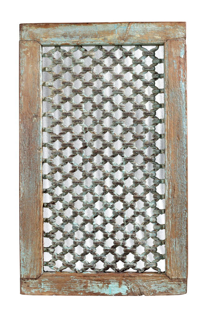 India Fenster Rahmen Gitter Zierpanell Hartholz Rajasthan 70 Jahre alt