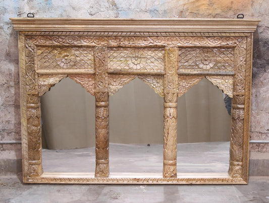 Indien Spiegel 3x Bogen Natur Holz