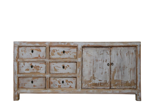 China Sideboard alt weiss Vollholz vintage finish